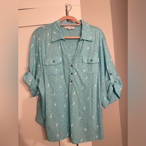 Emily Daniels Flamingo Top 3/4 sleeve 2X